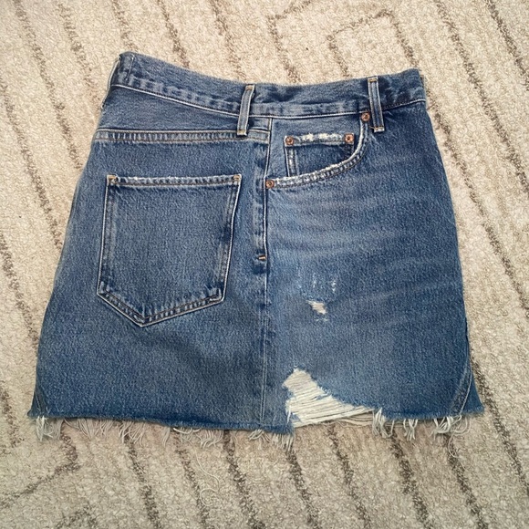 AGOLDE Distressed Button Front Denim Mini Skirt Size 25 - Picture 5 of 6